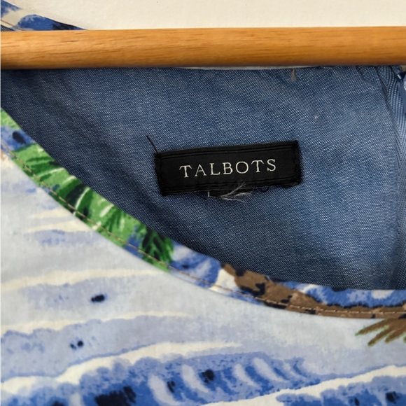 Talbots Hawaiian Aloha tropical prnt slvlss shift drss SZ M 8-10 coastal - Picture 8 of 10
